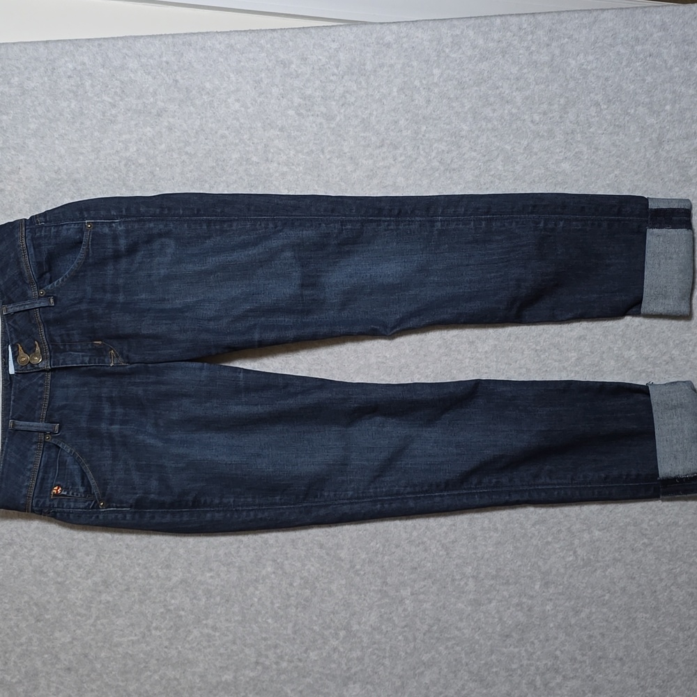 Hudson Jeans Women Sz 28 Collin Flap Pocket Mid Rise Cuff Crop Dark Wash Skinny